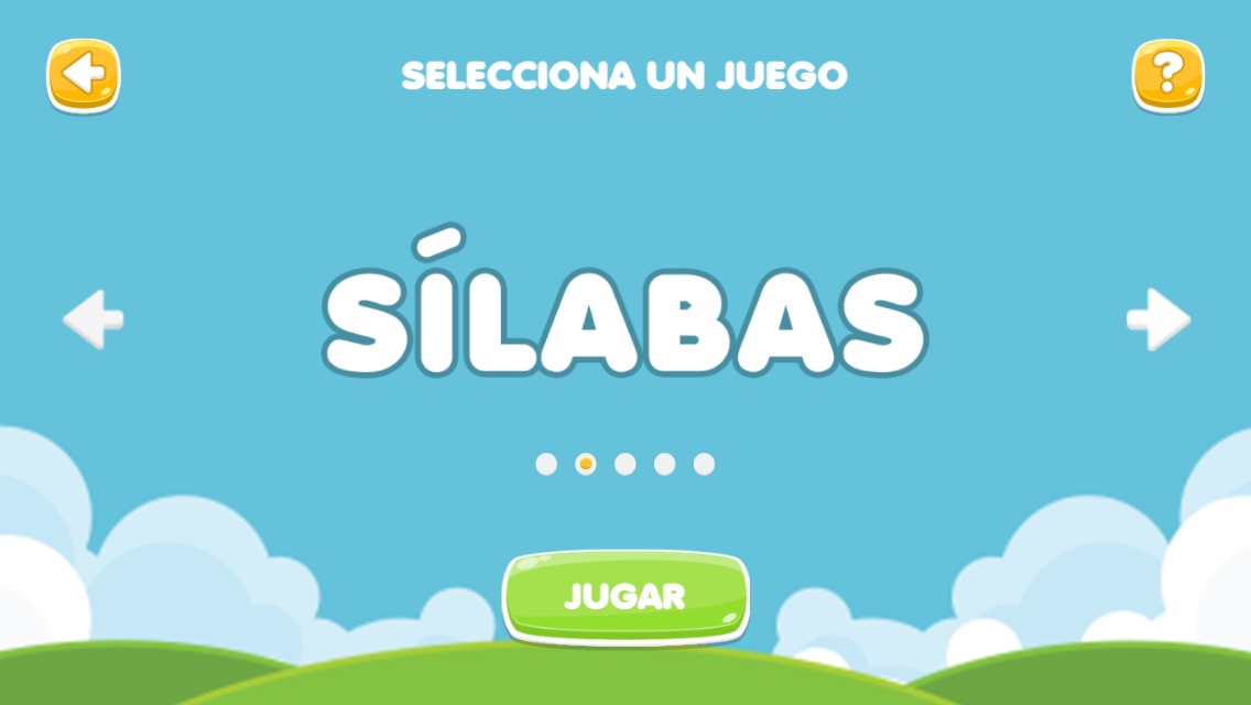 Pantalla del juego Sílabas en DEXIA KIDS